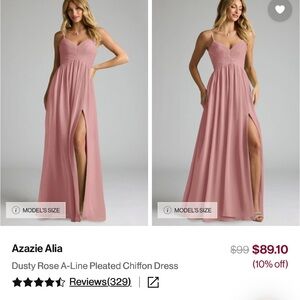 Azazie Alia Maxi Dress in Dusty Rose Chiffon